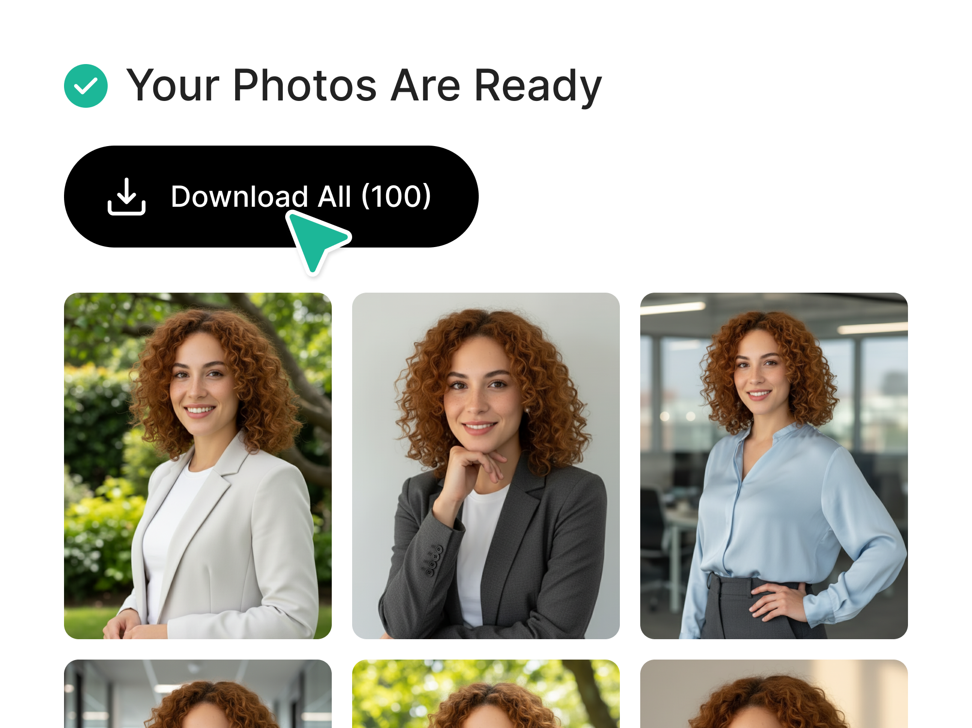 Download interface with generated headshot results